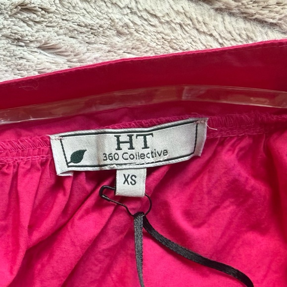 HT360 Collective Ruffle Tie Back Crop Top Smocked Waist Tiered Size XS - Picture 9 of 11